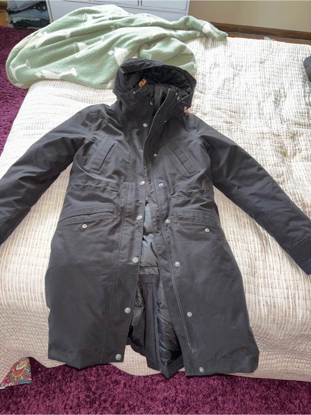 The North Face Black Hooded Long Puffer Coat